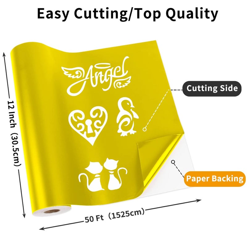 Huaxing Matte Yellow Permanent Vinyl, 12" x 50FT Permanent Adhesive Vinyl Roll for All Cutting Machines,Signs, Craft Die Cutters - Image 2